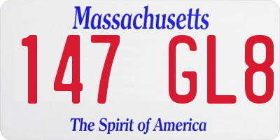 MA license plate 147GL8