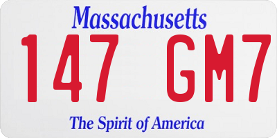 MA license plate 147GM7