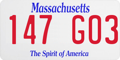 MA license plate 147GO3
