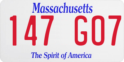 MA license plate 147GO7