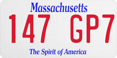 MA license plate 147GP7