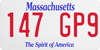 MA license plate 147GP9