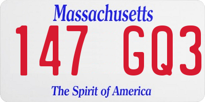 MA license plate 147GQ3