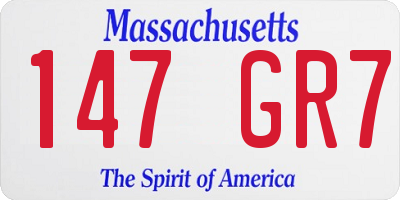 MA license plate 147GR7