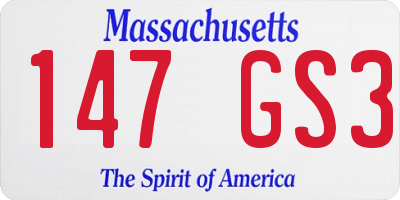 MA license plate 147GS3