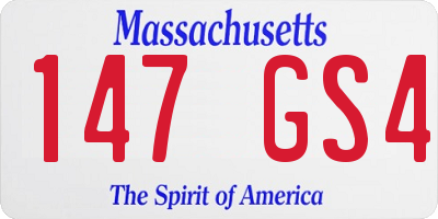 MA license plate 147GS4