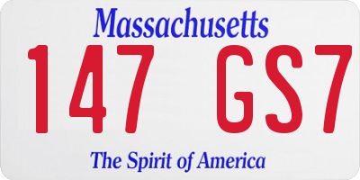 MA license plate 147GS7