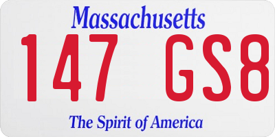MA license plate 147GS8