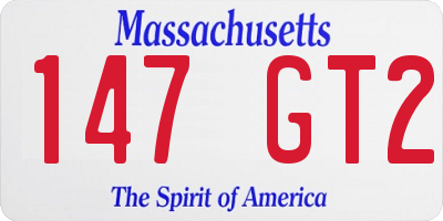 MA license plate 147GT2