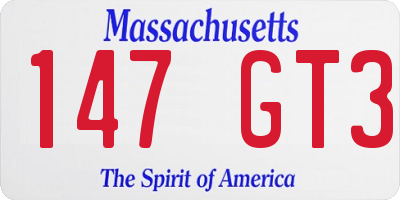 MA license plate 147GT3