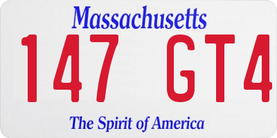 MA license plate 147GT4