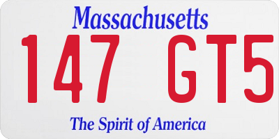MA license plate 147GT5