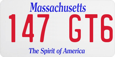 MA license plate 147GT6