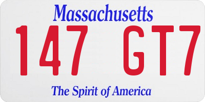 MA license plate 147GT7