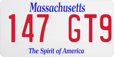 MA license plate 147GT9