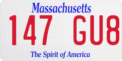 MA license plate 147GU8