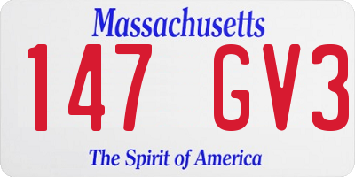 MA license plate 147GV3