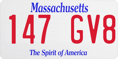 MA license plate 147GV8