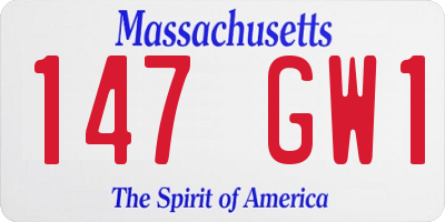MA license plate 147GW1