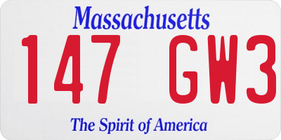 MA license plate 147GW3