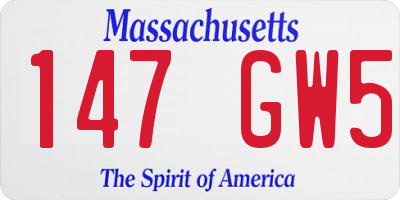 MA license plate 147GW5