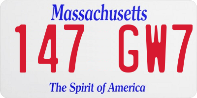 MA license plate 147GW7