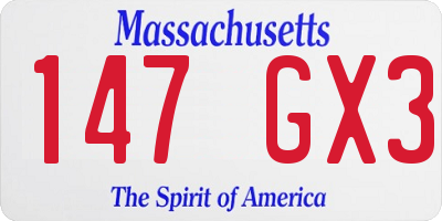 MA license plate 147GX3