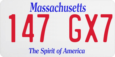 MA license plate 147GX7