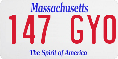 MA license plate 147GY0