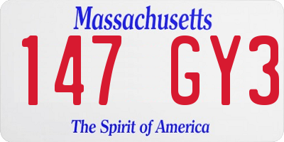 MA license plate 147GY3