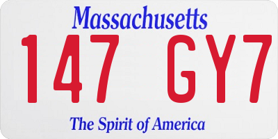 MA license plate 147GY7