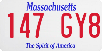 MA license plate 147GY8