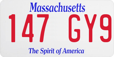 MA license plate 147GY9