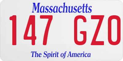 MA license plate 147GZ0