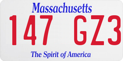 MA license plate 147GZ3