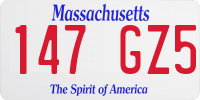 MA license plate 147GZ5