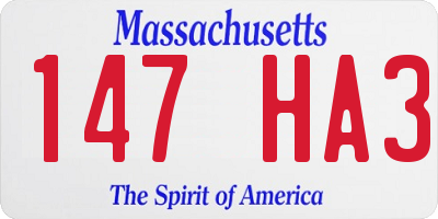 MA license plate 147HA3