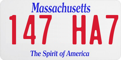 MA license plate 147HA7