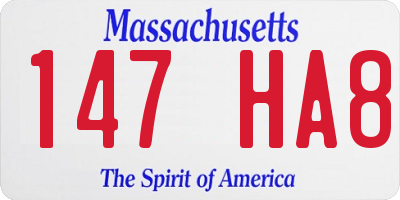 MA license plate 147HA8