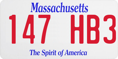 MA license plate 147HB3