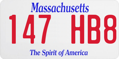 MA license plate 147HB8