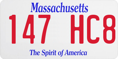 MA license plate 147HC8