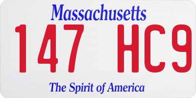 MA license plate 147HC9