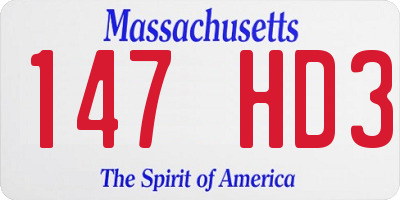 MA license plate 147HD3