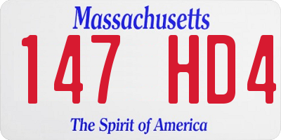MA license plate 147HD4