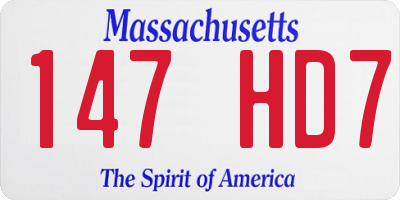 MA license plate 147HD7