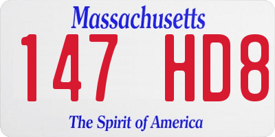 MA license plate 147HD8