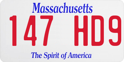 MA license plate 147HD9
