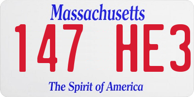 MA license plate 147HE3