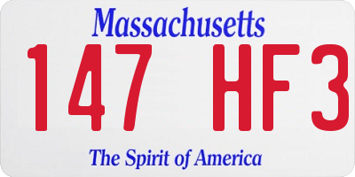 MA license plate 147HF3